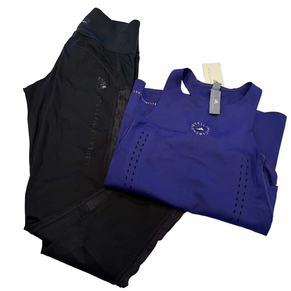 Adidas By Stella McCartney Two PCS Set Black Leggings & Racer Back Tank NWT